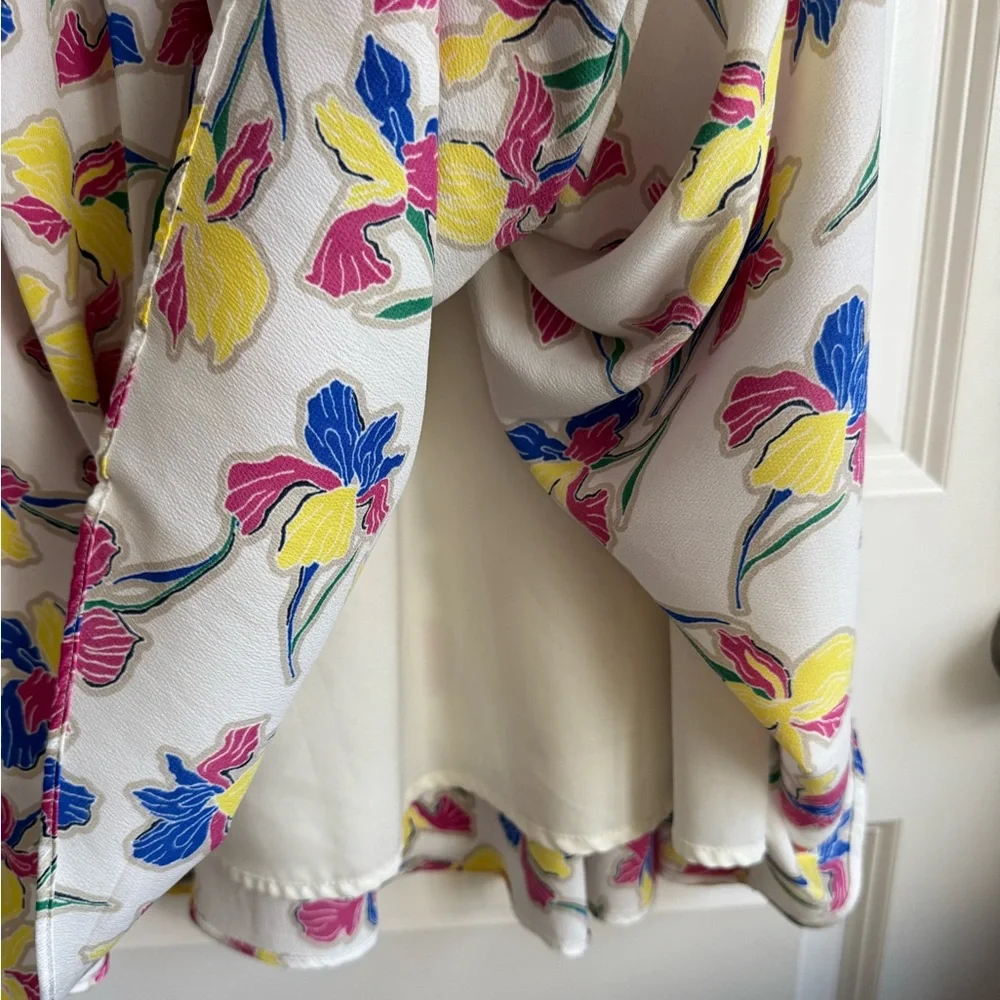 Banana Republic Floral Fit & Flare Midi Dress Ivory Multicolor Sleeveless Size 2